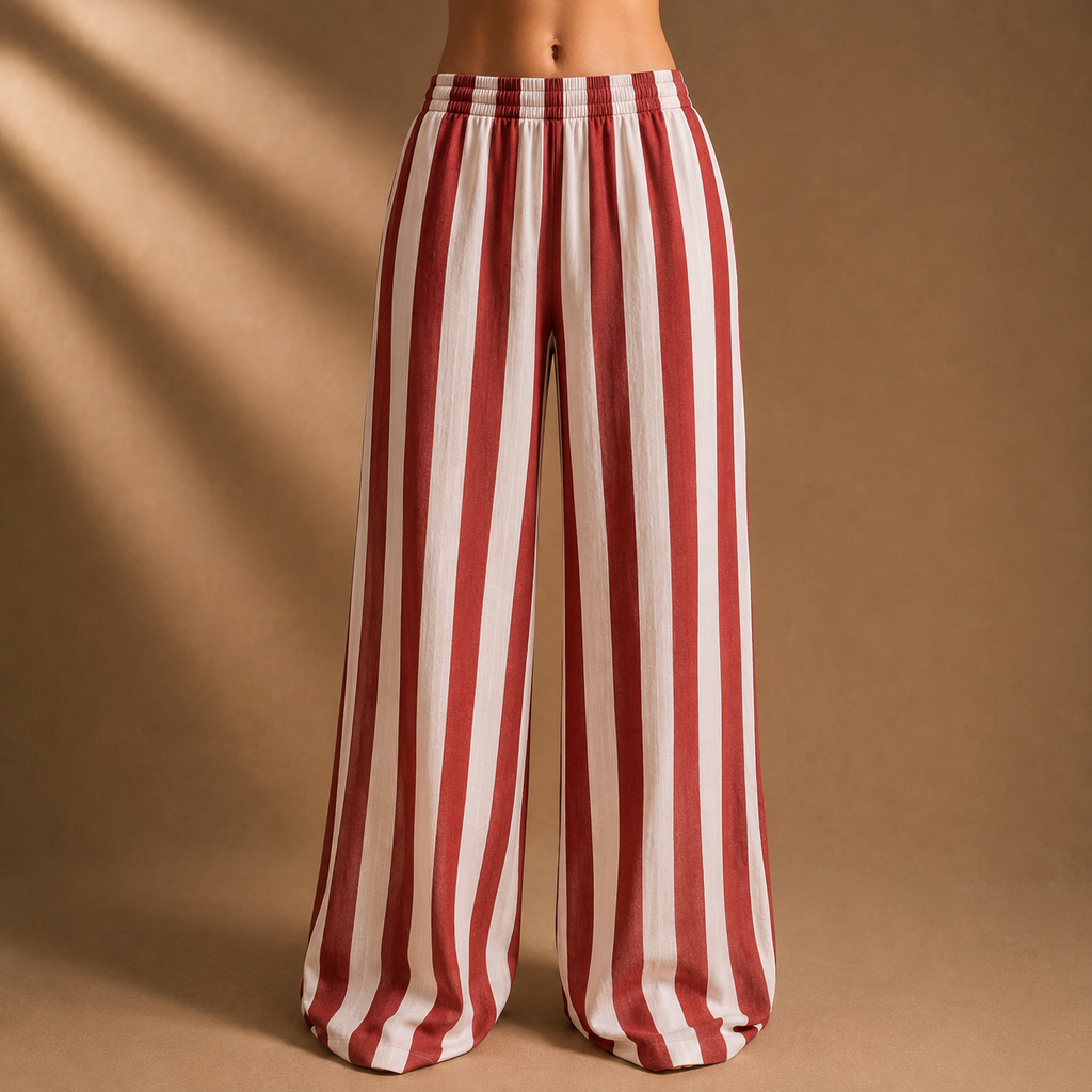 Wide leg striped pants